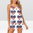 thumbnail image 2 of YWDJ Tank Top Pajama Set for Women American Flag Lace Lightweight Plus Size Hearts Sleeveless 2 Piece Shorts Loungewear XL White, 2 of 5