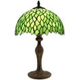 thumbnail image 3 of Tiffany Style Table Lamp Reading Light Green Wisteria Stained Glass Shade W12H18 Inch Tall S523 WERFACTORY LAMPS Lover Parent Kid Living Room Office Bedroom Bedside Desk Antique Zinc Base Crafts Gifts, 3 of 9