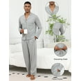 thumbnail image 4 of Men's Cotton Pajama Set-Breathable Jersey Long Sleeve,Soft Button-Down Relaxed Fit with Side Pockets Home Comfort(S-XXL,Grey), 4 of 10