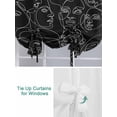 thumbnail image 3 of Abstract Style Tie Up Curtains for Windows 45 Inch Length Balloon Curtains Kitchen Adjustable Balloon Window Shade Black Face Line Modern Character Art Tie Up Valance Bathroom Curtain Window 34"x45", 3 of 6
