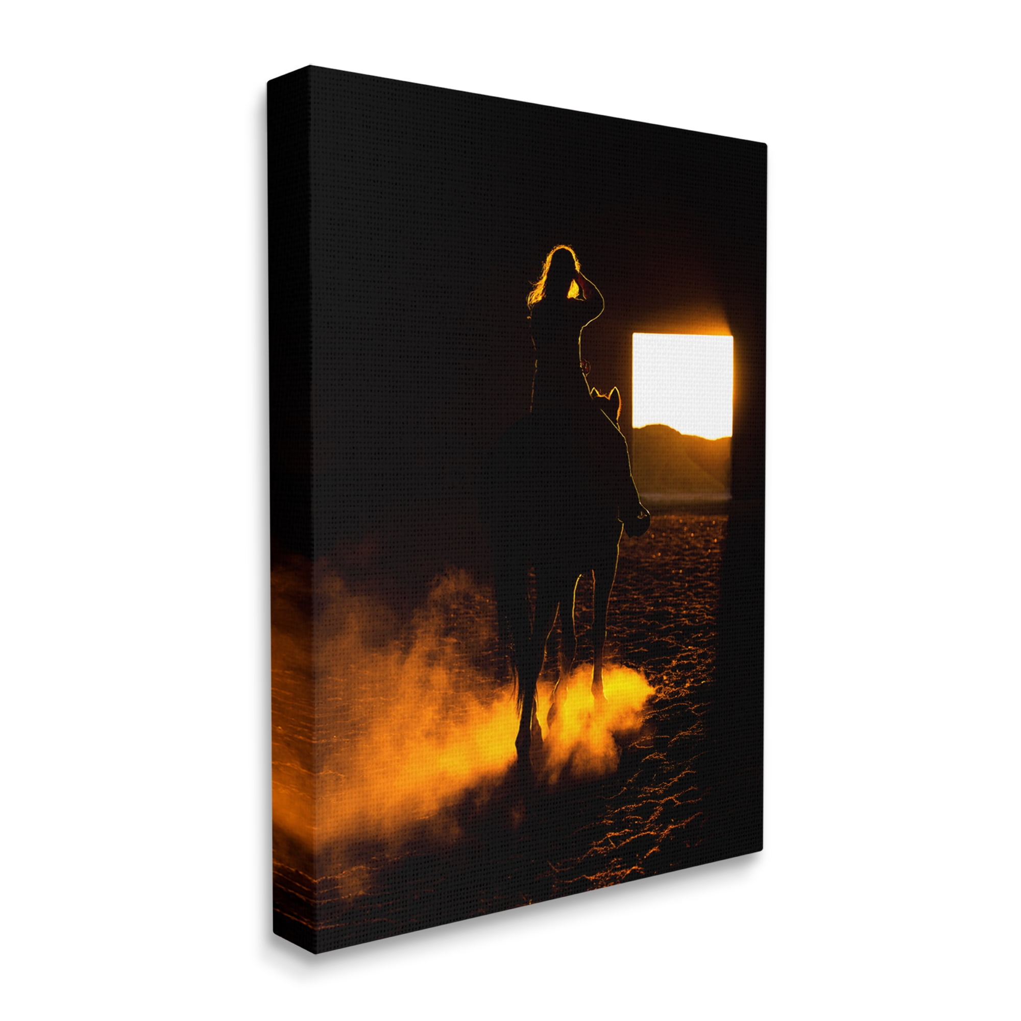 Stupell Industries Equestrian Horse Jockey Silhouette Vivid Light Flare Photograph Gallery Wrapped Canvas Print Wall Art, Design by Steve Smith