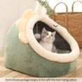 thumbnail image 4 of Alfombrilla nido para gatos semicerrada extraíble y lavable, cesta para perros y gatos, tienda de campaña para gatos, cueva, cama para gatos, verde S - Verde S, 4 of 5