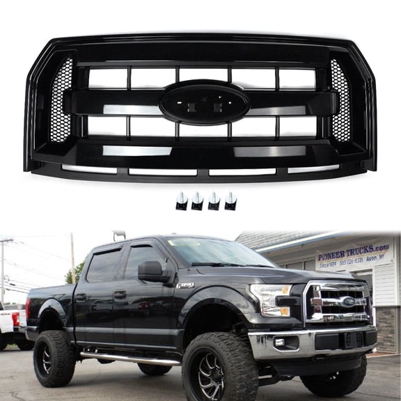 For 2015-2017 Ford F150 F-150 Tuxedo Black Front Bumper Grille Grill XLT Style