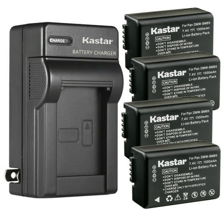 Kastar 4-Pack Battery and AC Wall Charger Replacement for Panasonic DMW-BMB9E DMW-BMB9PP Lumix DMC-FZ40 Lumix DMC-FZ45 Lumix DMC-FZ47 Lumix DMC-FZ48 Lumix DMC-FZ60 Lumix DMC-FZ62 Cameras