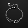 thumbnail image 4 of JM 2 pulseras de cruz religiosa para mujer, plata de ley, regalo de bautismo clásico para hermana, madre, abuela e hija. JM, 4 of 5