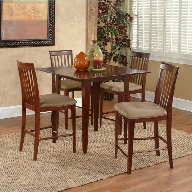 Atlantic Furniture Montreal 5 Piece Pub Height Dining Set-Antique Walnut