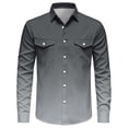 thumbnail image 3 of Men's Lapel Collar Business Shirt Gradient Long Sleeved Button Up Shirts Lapel Collar with Chest Pockets Casual Work Tops Business Shirt, 3 of 8