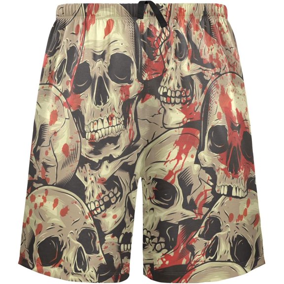 GZHJMY Men's Sleep Short – Scary Skulls, Pajama Pants with Side Pockets Elastic Waistband Drawstring, Christmas New Year Birthday Gifts, Small