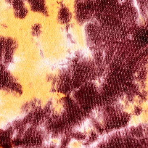 Gold Burgundy Starburst Tie Dye Waffle Knit Fabric - By The Yard
