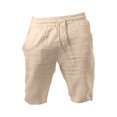 thumbnail image 3 of HOLEI Men's Summer Casual And Fashionable Solid Cotton Linen Shorts Beige 2XL, 3 of 3