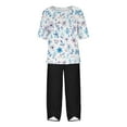 thumbnail image 4 of Njoeus Matching Sets for Women,Plus Size Lounge Two Piece Linen Outfits Floral Print Elegant Short Sleeve Tunic Top and Baggy Capris Pants Loose Casual Pajamas Sets S-4XL On Clearance, 4 of 5