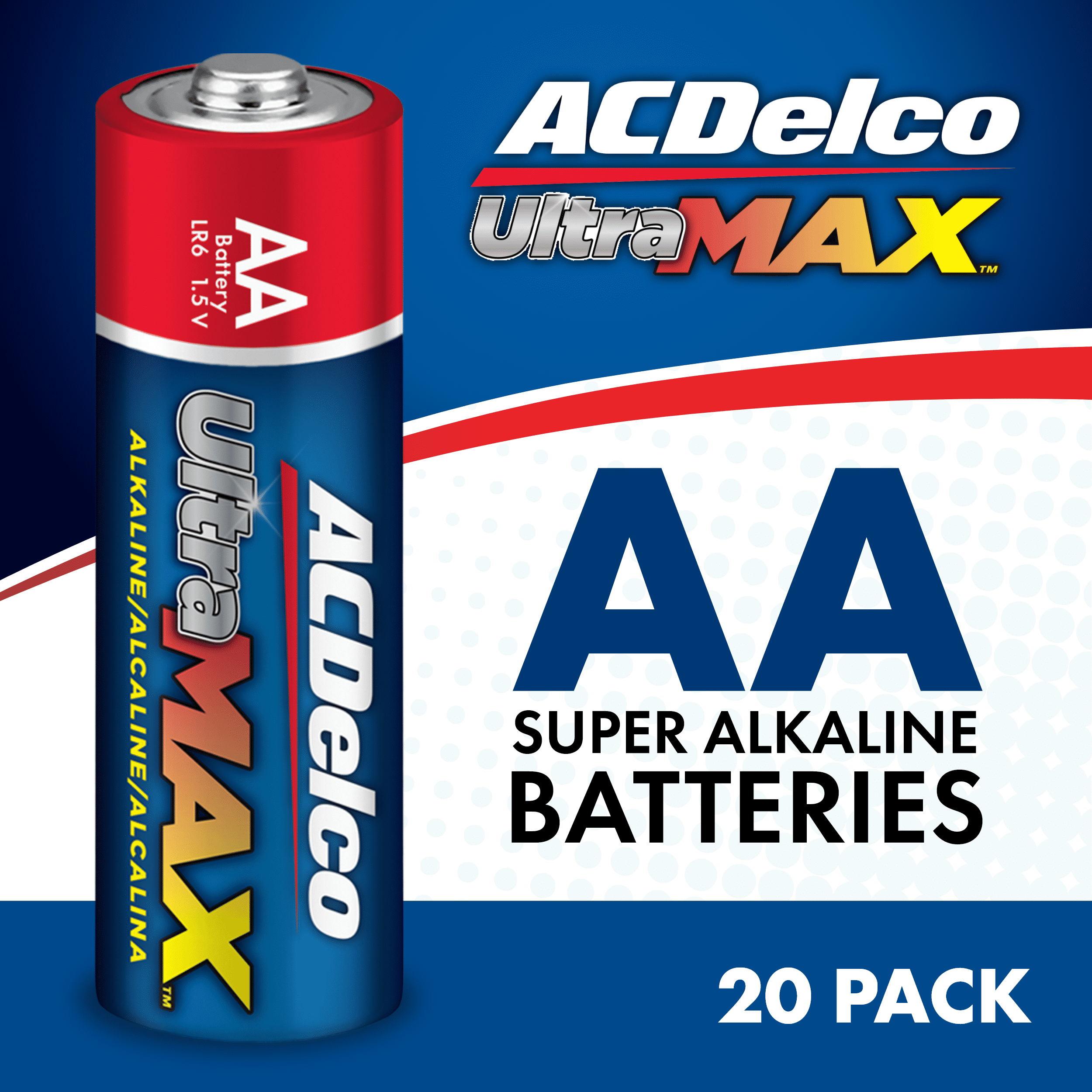 ACDelco AA Batteries UltraMAX Premium Alkaline Battery, 1.5-Volt, 20-Count, AC560