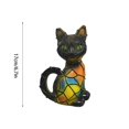 thumbnail image 3 of Colorful Stained Glass Cat Figurine Night Light, Small Shelf Decor, Office Desk Decor, Coffee Table Decor for Living Room, Mosaic Styled Feline Animal Accent Lamp, Warm Gentle, 3 of 3