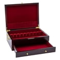 thumbnail image 1 of Caja de almacenamiento multiusos de madera para cubiertos y vajilla, contenedor para utensilios de cocina, con dos compartimentos, asas y forro., 1 of 9