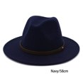 thumbnail image 3 of Guardurnaity Sombreros con hebilla de cinturón Vestido sólido de moda Gorras de ala ancha Cálido Lana Mujeres Hombres Niños Boda Iglesia Azul Type2 NO2, 3 of 6
