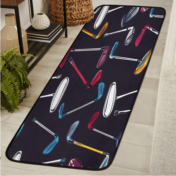 CURLYOOT Golf Clubs Runner Rug 2'x6' Washable Kitchen Runner Rug Indoor Non Slip Laundry Rugs Floor Carpet for Hallway Kitchen Entryway Bedroom Living Room