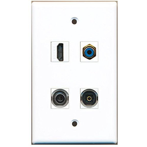 RiteAV - 1 Port HDMI 1 Port RCA Blue 1 Port Toslink 1 Port 3.5mm Wall Plate