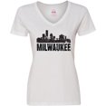thumbnail image 3 of Inktastic Milwaukee Skyline Grunge Women's V-Neck T-Shirt, 3 of 5
