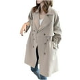 thumbnail image 2 of Antinious Winter Coats for Women Outerwear Coat Solid Long Sleeve Mid-Length Lightweight Casual Jacket,Women Winter Sweater Coat,Womens Trench Coat,White,XL, 2 of 3