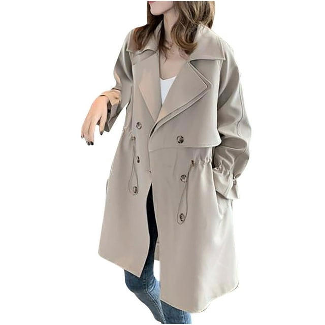 RXIRUCGD Manteau Mince Long Décontracté et à la Mode pour Femmes, Manteau Décontracté au Tempérament, Blanc, Taille : S
