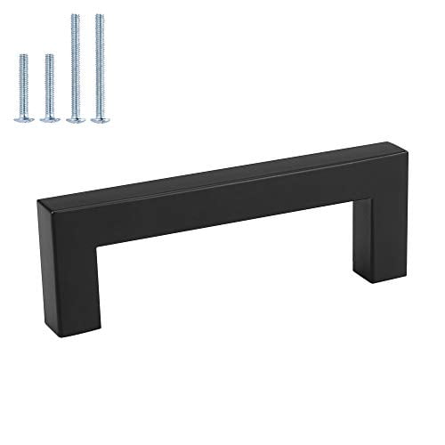 homdiy Black Cabinet Pulls Square Black Drawer Pulls 4 Inch Hole ...