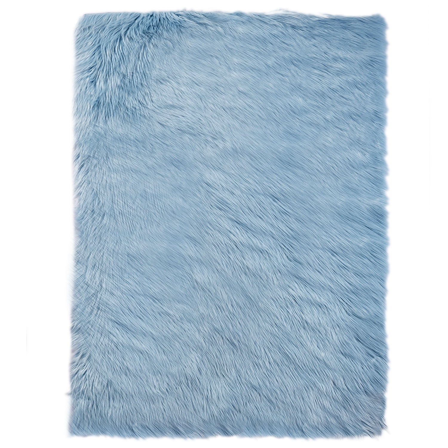 Deluxe Ultra Soft Faux Sheepskin Fur Series Fluffy Decorative Indoor Shag Area Rug, 3 x 5 Feet Rectangle, Light Blue, 1 Pack