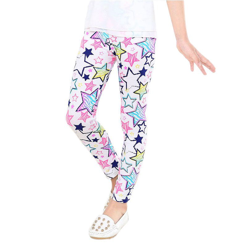 2-14Y Baby Kids Girls Leggings Pants Flower Floral Printed Elastic Long Trousers 