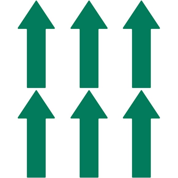 LiteMark Large Arrow Stickers 631 Removable Matt Finish Green Arrow Decal - Floors, Walls, Signs, (Pack of 6 Arrows)