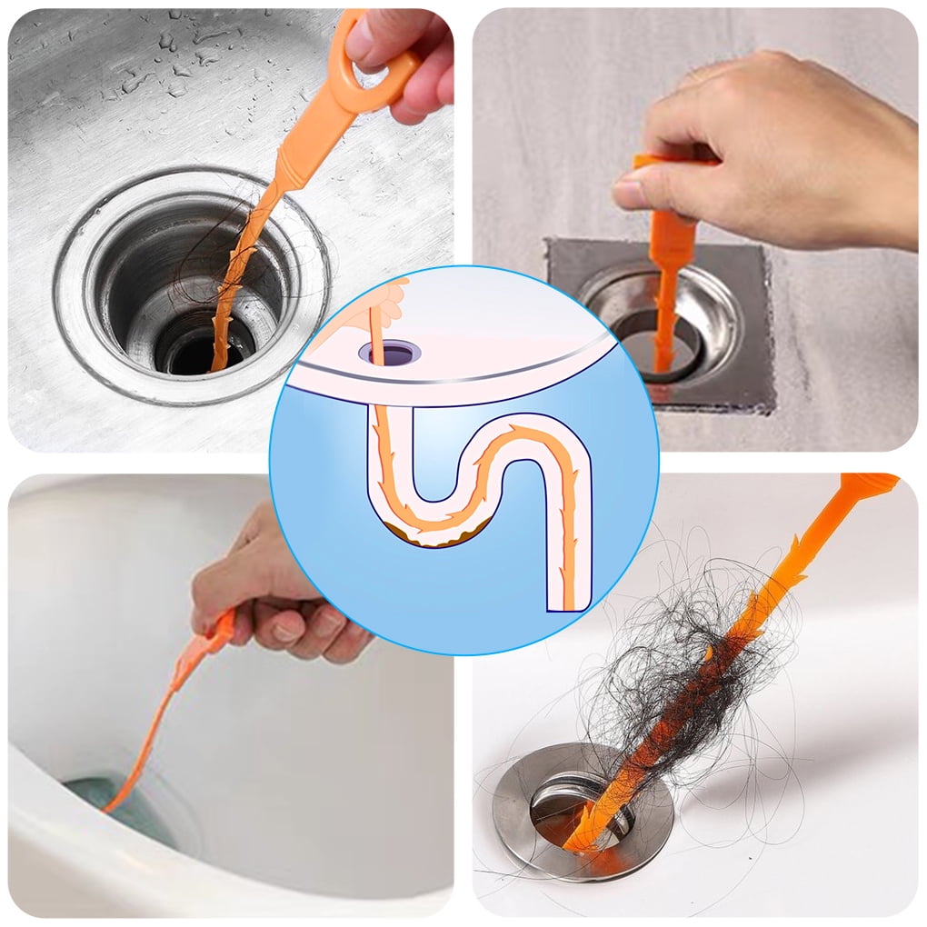 4pcs Drain Hooks Flexible Sewer Cleaning Pipes Dredging Sink Hair Removing Hooks for Kitchen Bathroom