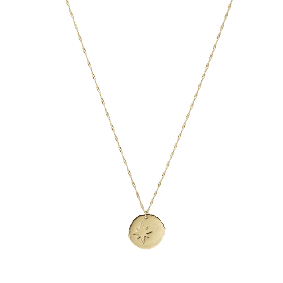 Star Pendant Necklace for Women, Gold Plated Stainless Steel Twisted Chain Elegant Jewelry Gift