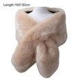 thumbnail image 6 of dianhelloya Female Shawl Fluffy Faux Fur Solid Color Thicken Fine Touch Autumn Winter Long Style Ponchos Scarf Streetwear P One Size, 6 of 8