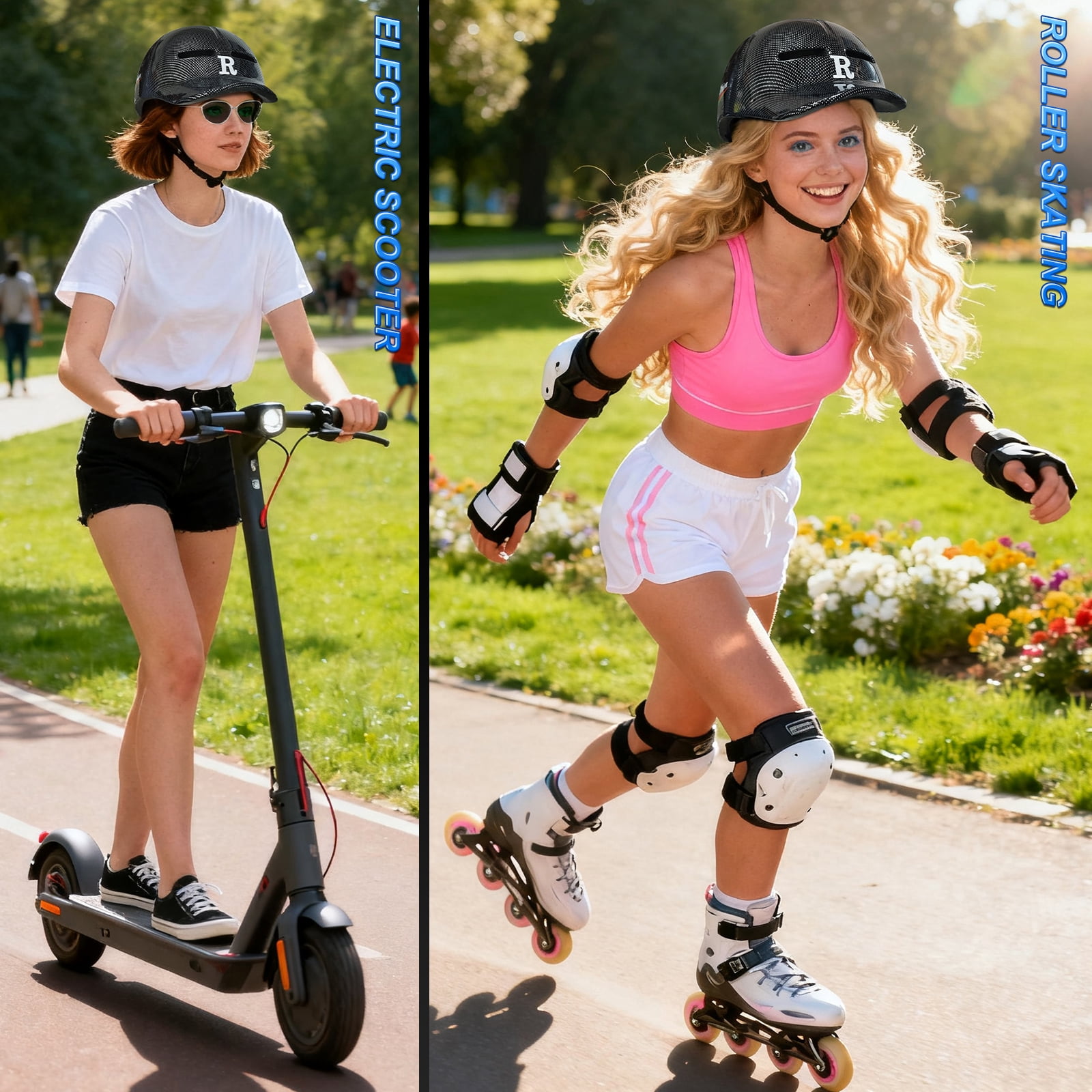 Adult bicycle helmet, unisex - comfortable, lightweight, adjustable baseball cap style cycling helmet, suitable for urban commuting, road cycling, rollerblading, and scooter riding.