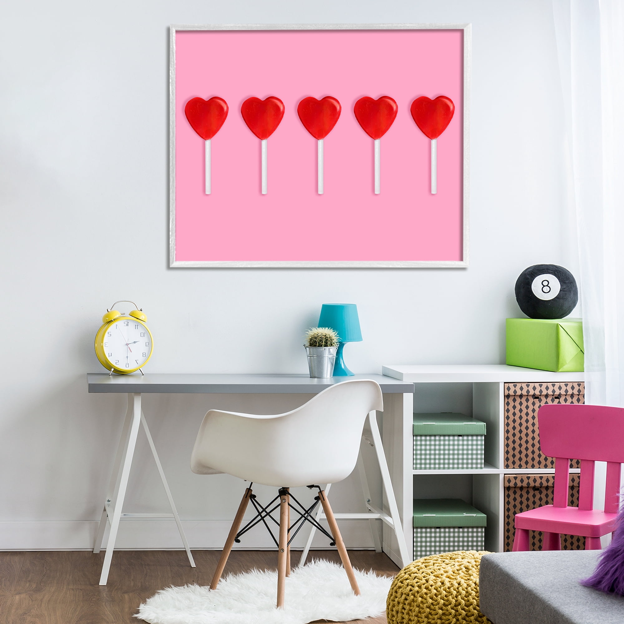 Stupell Industries Valentine's Heart Pops White Framed Giclee Art, design by LISH Creative
