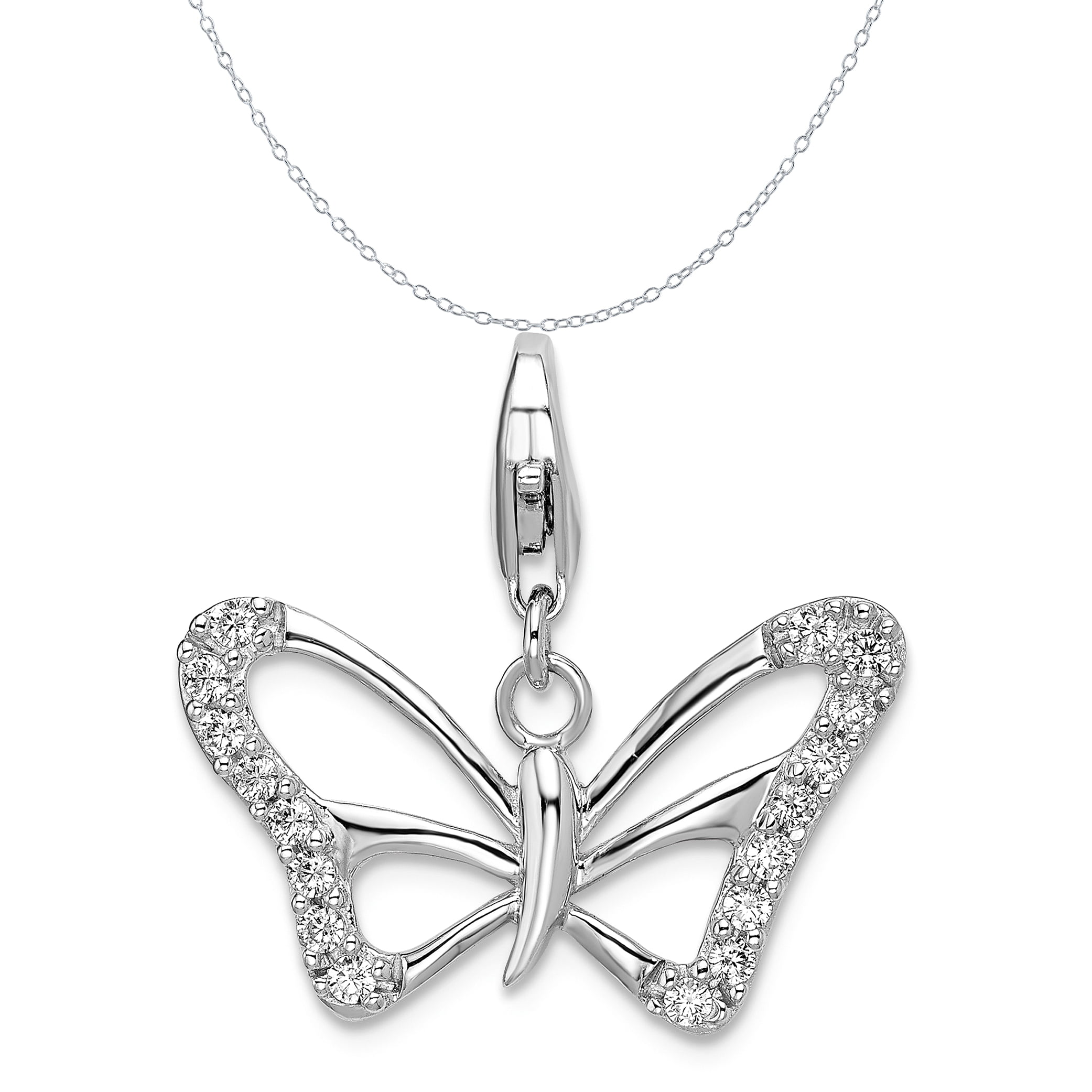 Carat in Karats Sterling Silver CZ Butterfly Pendant