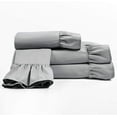 thumbnail image 4 of Ruffle Bed Sheet Set of 6 Piece - Super Soft & Luxury 400 Thread Count Premium 100% Egyptian Cotton Sheets - 16" Deep Pocket - Super Comfy - Dark Gray Solid, King Size., 4 of 6