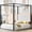 Black White + Queen, variant on QueenSize Upholstered Canopy Platform Bed with Headboard & Metal Frame,Beige