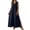 Navy, variant on Maxi Dresses for Women Plus Size with Pockets Solid Color Sleeveless V-Neck Side Slit Backless Comfortable Casual Loose Beach Vacation Outdoor Shift Dresses