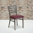 thumbnail image 2 of Flash Furniture HERCULES Series Silver Antique Finish with Clear Coat Ladder Back Metal Restaurant Chair - Burgundy Vinyl Seat, 2 of 7