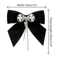 thumbnail image 2 of DARING DIVA Women's Velvet Faux Pearl Rhinestone Bow Tie Black, 2 of 5