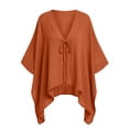 thumbnail image 5 of Babysbule Women V Neck Tie Front Batwing 3/4 Sleeve Oversized Loose Casual Top for Summer Vacation Daily Outfits, 5 of 9
