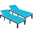 thumbnail image 1 of Gymax 2PCS Adjustable Patio Rattan Chaise Lounge Chair Recliner Outdoor w/ Turquoise Cushion, 1 of 10