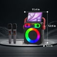 thumbnail image 4 of Dammyty Karaoke Machine with 2 Wireless Microphones, Portable Home Karaoke System for Adults Kids, Bluetooth Speaker with Disco Lights and Strap for Party, 4 of 9