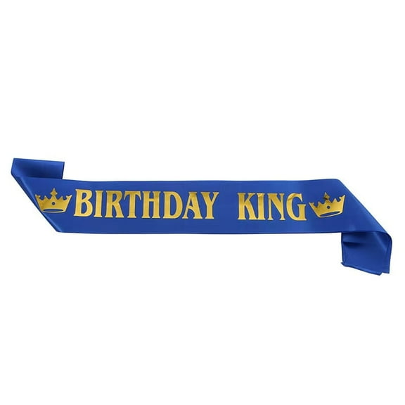 Blue Birthday King Sash for Men King Decoration Party Supplies Favor Gift