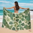 thumbnail image 4 of Yuyamidu Sarong Coverups for Women Tropical Palm Leaves Chiffon Sheer Bathing Suit Cover Up Long Summer Swimwear Bikini Wrap, 4 of 7
