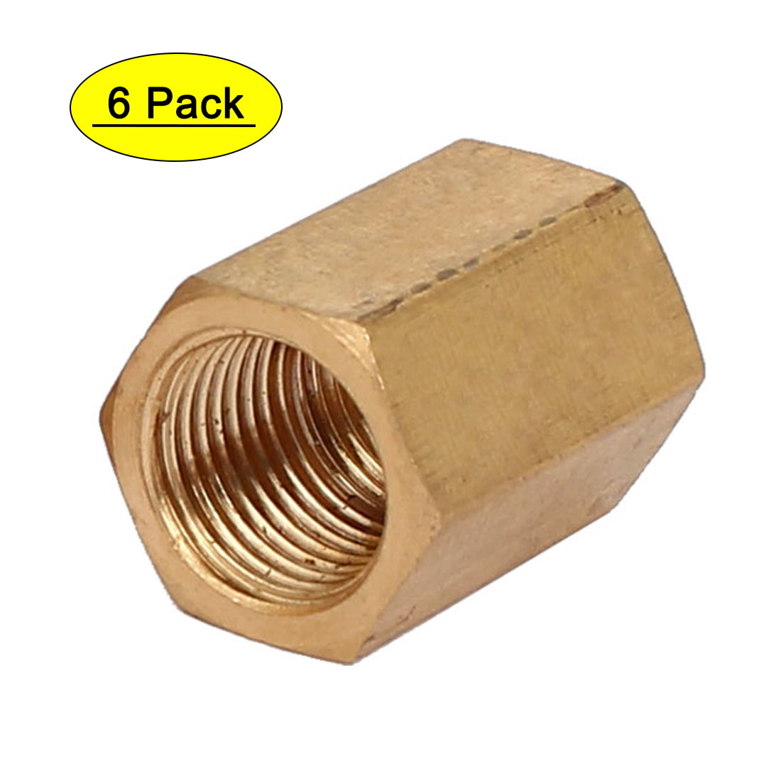 G1/8 Female Thread 12mm Hex Width Brass Straight Pipe Connecting Fittings 6pcs 