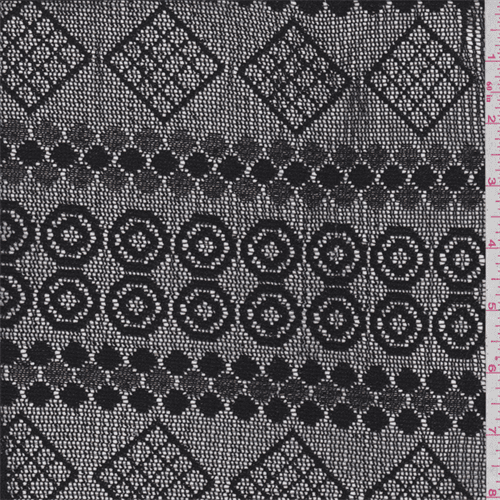 Black Geometric Crochet Lace, Fabric Sold By the Yard