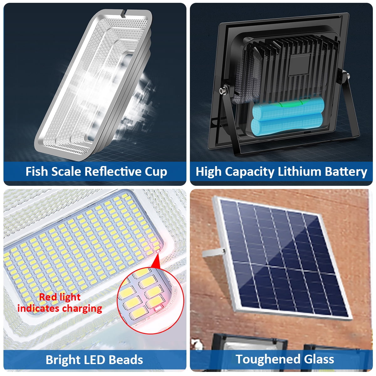 Evjurcn Solar Wall Light High Brightness Light Sensor Solar Spotlight with Remote Control and Timing Function Outdoor Solar Flood Lights IP67 Waterproof Solar Light Reusable for Garden Garage Patio