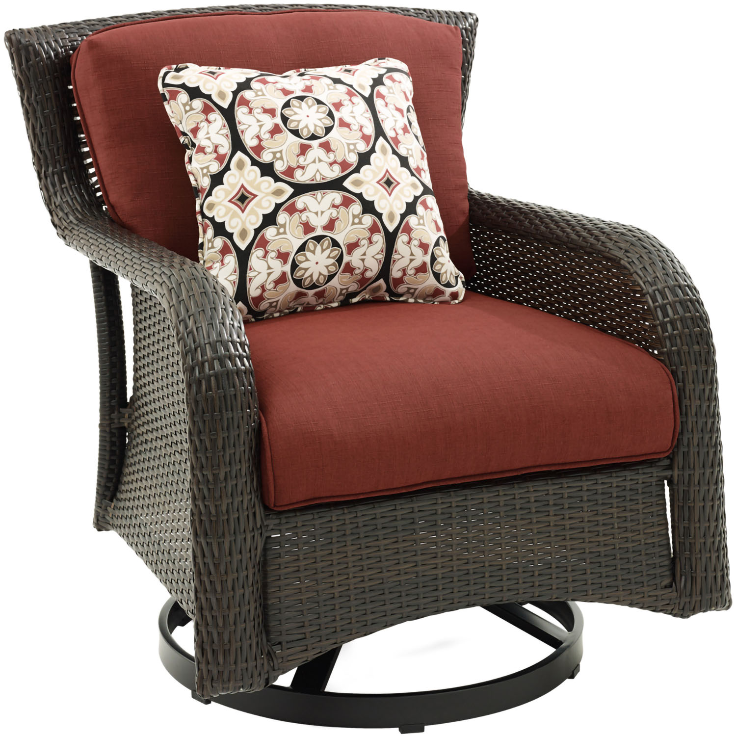 Hanover Strathmere 4-Piece Wicker and Steel Outdoor Conversation Set, Crimson Red - image 4 of 12