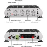 HiFi 2.1 Channel Power Amplifier Stereo Bass Sound Amp, Rms 20Wx2+40W Mini Digital Audio Power Amplifier for Home Speakers, ST-838 Subwoofer Amplifier Audio Stereo Bass Amp with Power Supply