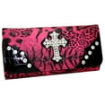 thumbnail image 1 of Gold Rush WC99-RD & LP Western Rhinestone Cross Accent Wallet - Red & Leopard, 1 of 1